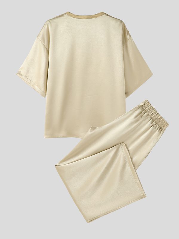 Men's Casual Elevated Satin Oversized Two Pieces Outfit SKUL79216