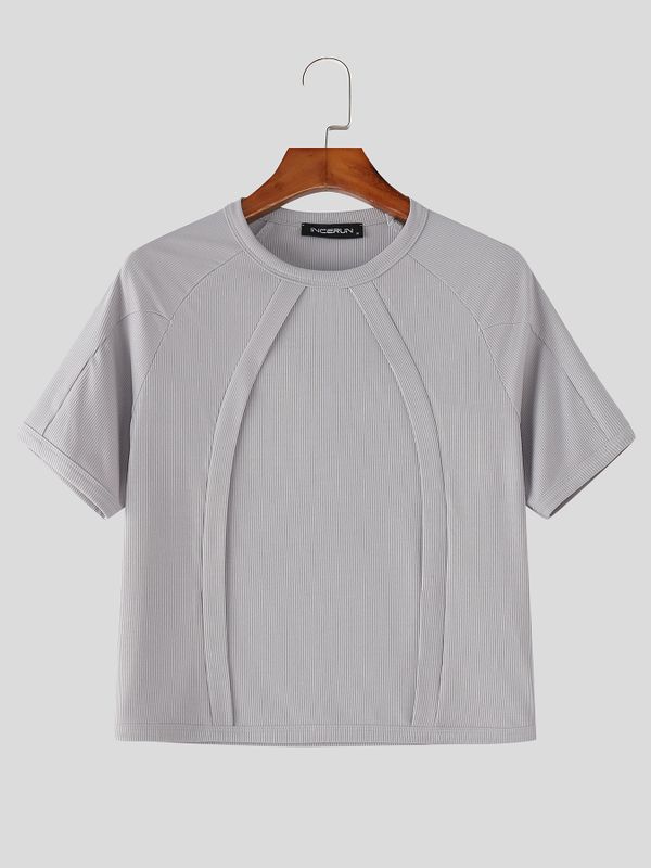 Men's Deconstructed Textured Short Sleeve T-shirt SKUL54623