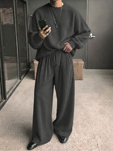 Men's Quiet Luxury Early Autumn Ribbed Knit Two Pieces Outfit SKUL79013