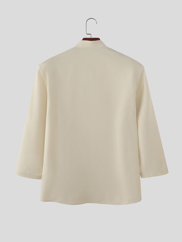 Men's Horse Zodiac Print Asymmetric Placket Shirt SKUL50569