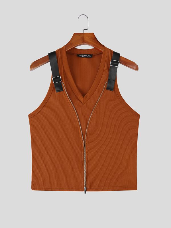 Men's Avant-Garde Ribbed Cropped Tank SKUL62154