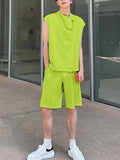 Mens Solid Casual Sleeveless Two Pieces Outfits SKUK00969