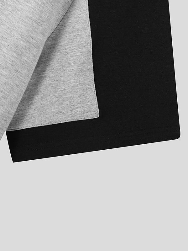 Mens Contrast Patchwork Short Sleeve Loose T-Shirt SKUK08352
