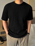Mens Solid Knit Casual Short Sleeve T-Shirt SKUK52245
