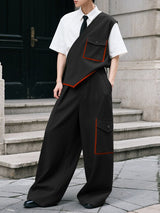 Men's Color Block One Shoulder Two Pieces Outfit SKUL37290