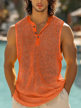 Mens Solid Color Sheer Mesh Casual Tank SKUL21145