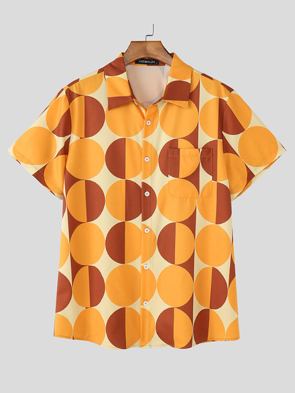 Men's Geometric Print Short Sleeve Shirt SKUL20158