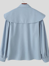 Men's Solid Color Shawl Long Sleeve Shirt SKUL42814