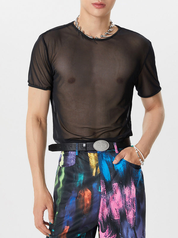 Mens Mesh See Through Short Sleeve T-Shirt SKUK35602