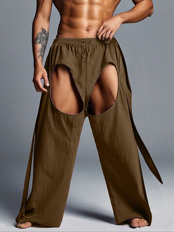 Mens Solid Color Cut-Out Casual Pant SKUK98076
