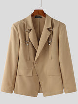 Mens Solid Color Slim-Fit Long-Sleeve Casual Blazer SKUK94140