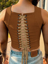 Men's Back Tie Design Knit Textured Cropped Tank SKUL57688