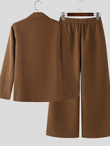 Men's Solid Color Loose Casual Two Pieces Outfit SKUL50004