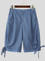 Men's Vintage Plaid Cargo Pocket Wide Leg Harem Cropped Pant SKUL60808