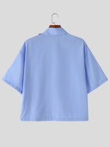 Men's Romantic Retro 3D Floral Applique Striped Boxy Short Sleeve Shirt SKUL77511