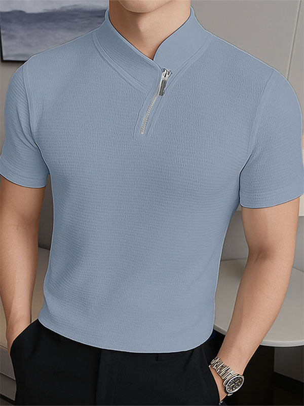 Mens Solid Color Textured Short Sleeve T-Shirt SKUL19120