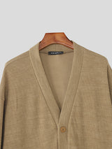 Men's Solid Color Casual Long Sleeve Cardigan SKUL24825