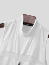 Men's Y2K Cyber-Avant Mesh Cutout Multi-Zipper Mock Neck Fitted Tank SKUL64188