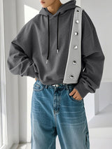 Men's Contrast Color Patchwork Button Long Sleeve Hoodie SKUL35244