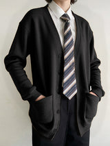 Men's Solid Color Casual Long Sleeve Cardigan SKUL24825