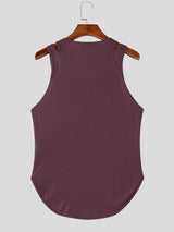 Men's Avant-Garde Double-Strap Shoulder Cutout Slim Fitted Curved Hem Tank SKUL73524