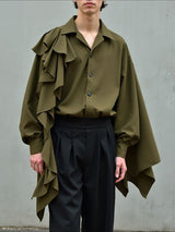 Men's Ruffle Patchwork Loose Long Sleeve Shirt SKUL35033