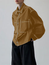 Men's Double Pocket Contrast Stitch Long Sleeve Shirt SKUL32779