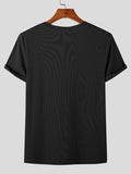 Mens Solid Ribbed Notched Neck T-Shirt SKUK09563