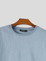 Men's Japanese Harajuku Crinkle Textured Crewneck Short Sleeve T-shirt SKUL70576