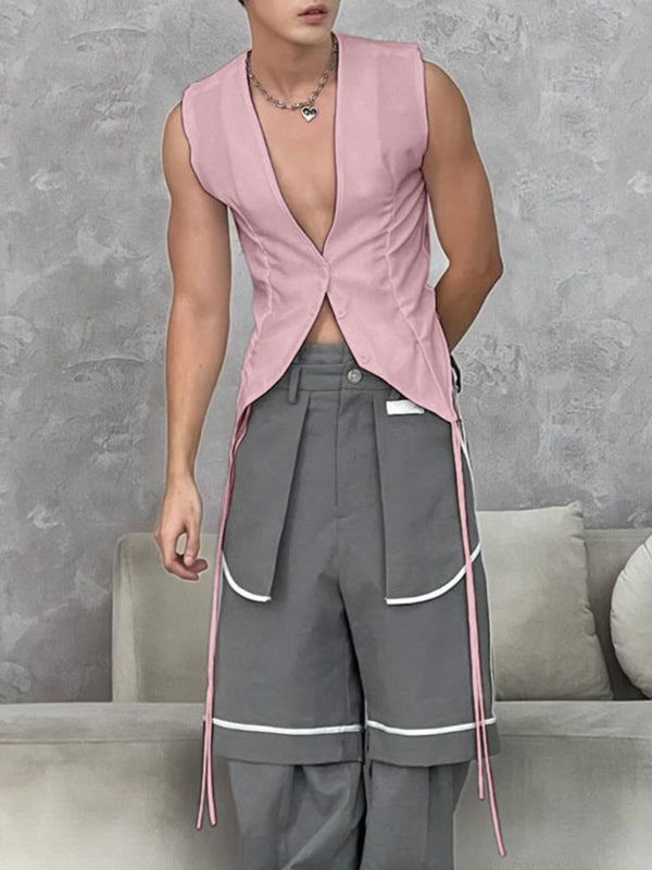 Men's Plain Tie Detail Casual Waistcoat SKUL21105