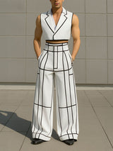 Mens Bold Stripe Cropped Casual Two Pieces Outfit SKUL23547