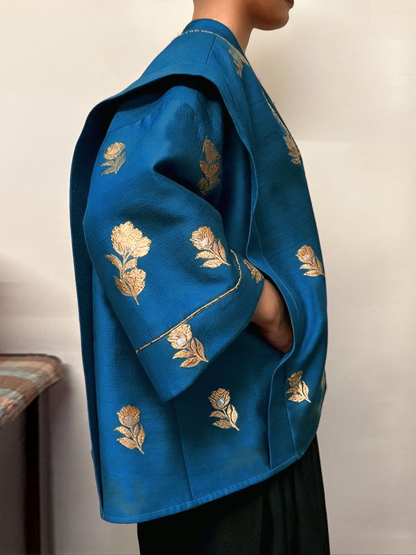 Men's Deconstructed Rose Print Half Sleeve Cardigan SKUL36314