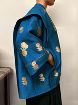 Men's Deconstructed Rose Print Half Sleeve Cardigan SKUL36314