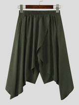 Men's Avant-Garde Asymmetric Layered Cross Wrap Harem Capri Pant SKUL54656