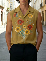 Men's Vintage Hawaiian Resort Aesthetic Floral Print Tank SKUL61917