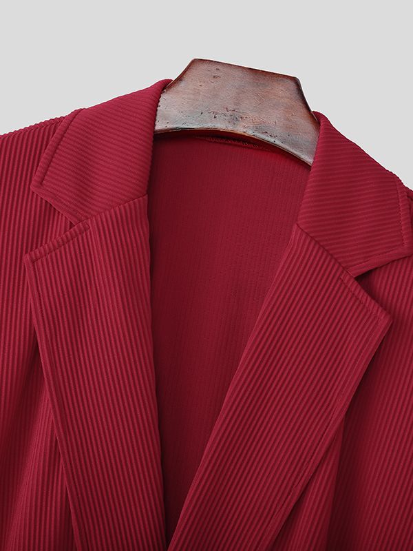 Men's Solid Color Textured Two Pieces Outfit SKUL50576