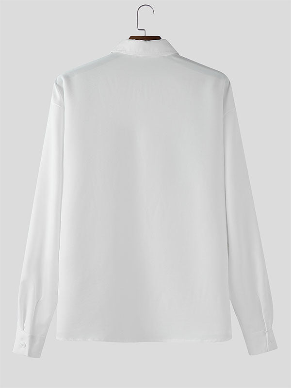 Men's Graffiti Print Faux Tie Long Sleeve Shirt SKUL27354