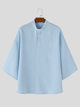 Men's Solid Color Batwing Sleeve Shirt SKUL59998