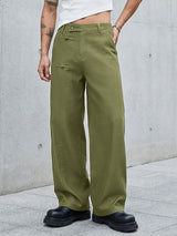 Men's Modernized Frog Buttons Straight Wide-Leg Cut Pant SKUL59499