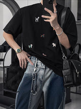 Men's Cartoon Puppy Embroidered Short Sleeve T-Shirt SKUL38902