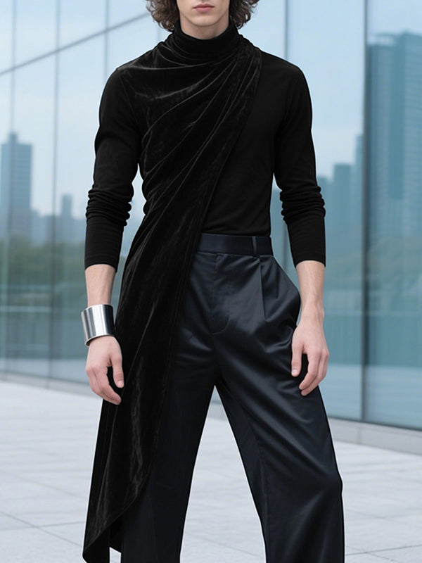 Men's Colorblock Layered High Neck Long Sleeve T-Shirt SKUL30476