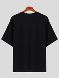 Mens Texture Patchwork Loose Short Sleeve T-Shirt SKUK15877