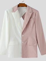 Men's Back Hollow Color Block Casual Long Sleeve Blazer SKUL39014