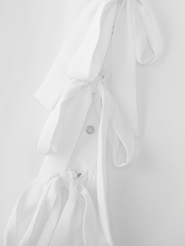 Men's Bow Tie Lace-Up Long Sleeve Shirt SKUL24189