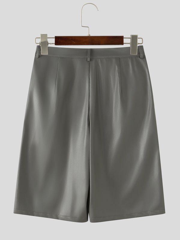 Men's Y2K Avant-Garde Baggy Faux Leather Short SKUL78972
