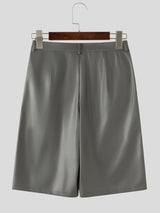 Men's Y2K Avant-Garde Baggy Faux Leather Short SKUL78972