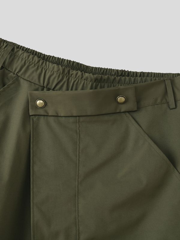 Men's Asymmetrical Wrap Waist Wide Leg Utility Techwear Cargo Pant SKUL60024