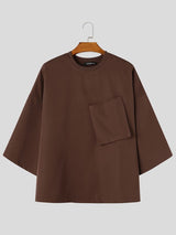 Men's Japanese Cityboy City Walk Oversized Chest Pocket Half Sleeve T-shirt SKUL86039