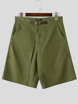 Mens Solid Color Layered Casual Short SKUL08487