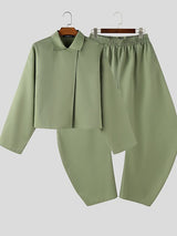 Men's Solid Color Casual Two Piece Outfit SKUL50939